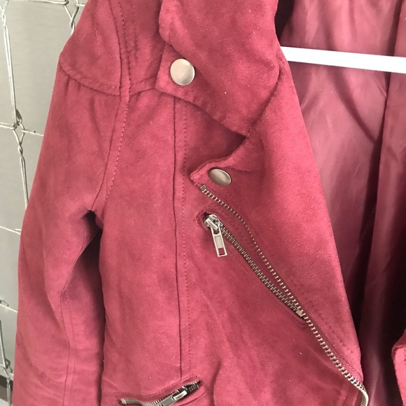 Burgundy Faux suede moto jacket - Picture 3 of 3